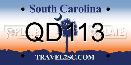 QD113 South Carolina License Plate