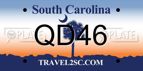 QD46 South Carolina License Plate