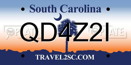 QD4Z2I South Carolina License Plate