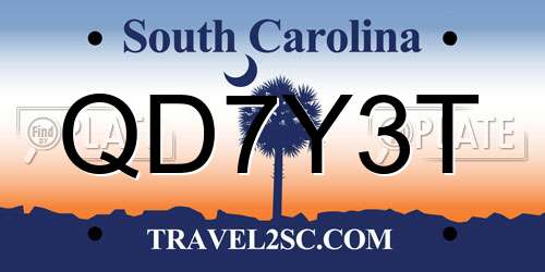 QD7Y3T South Carolina License Plate