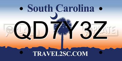 QD7Y3Z South Carolina License Plate