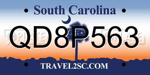 QD8P563 South Carolina License Plate