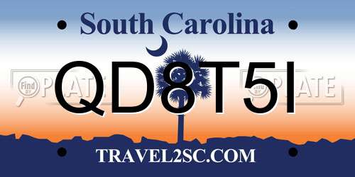 QD8T5I South Carolina License Plate