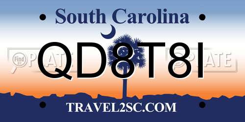 QD8T8I South Carolina License Plate