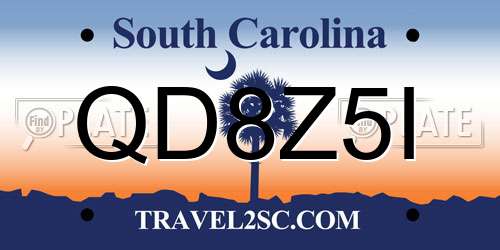 QD8Z5I South Carolina License Plate