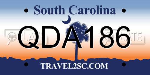 QDA186 South Carolina License Plate