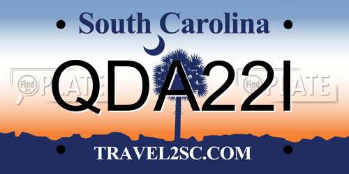 QDA22I South Carolina License Plate
