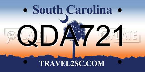 QDA721 South Carolina License Plate
