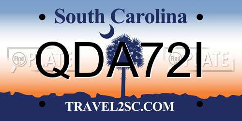 QDA72I South Carolina License Plate