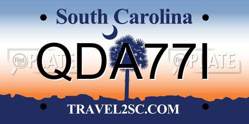 QDA77I South Carolina License Plate