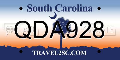 QDA928 South Carolina License Plate
