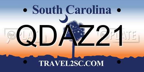 QDAZ21 South Carolina License Plate