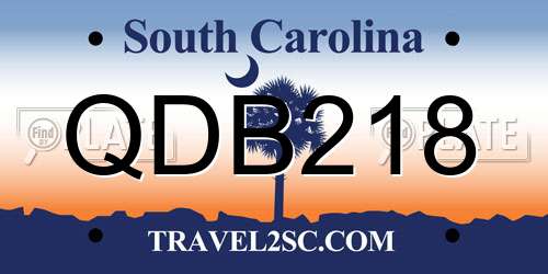 QDB218 South Carolina License Plate