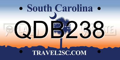 QDB238 South Carolina License Plate