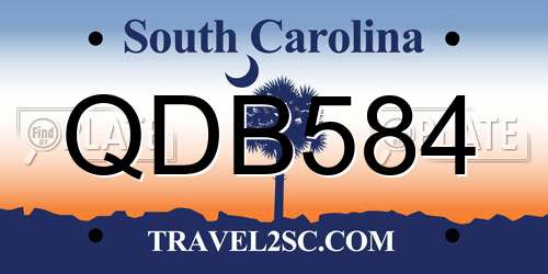 QDB584 South Carolina License Plate