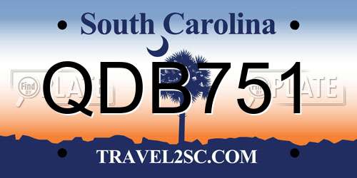 QDB751 South Carolina License Plate