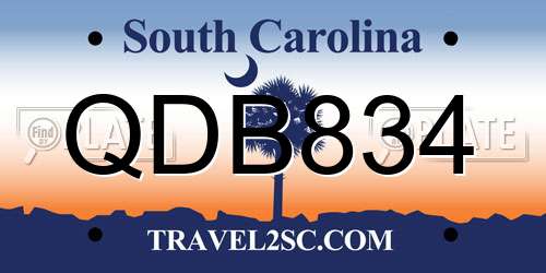 QDB834 South Carolina License Plate