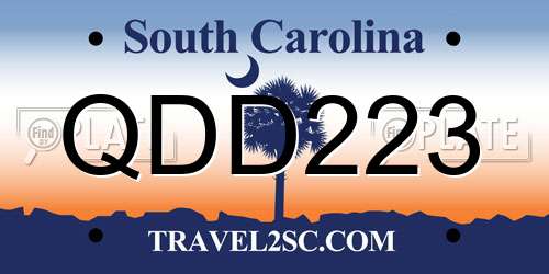 QDD223 South Carolina License Plate