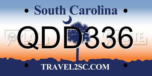 QDD336 South Carolina License Plate
