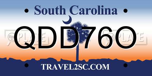 QDD76O South Carolina License Plate