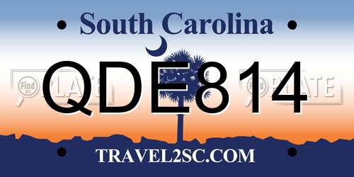 QDE814 South Carolina License Plate