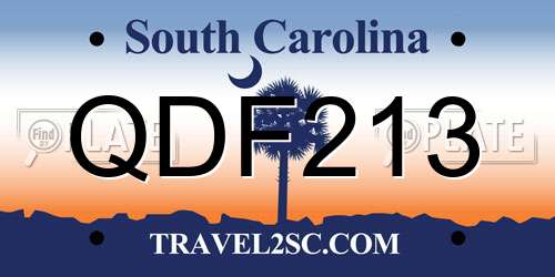 QDF213 South Carolina License Plate