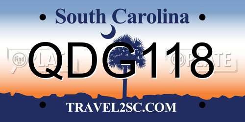 QDG118 South Carolina License Plate