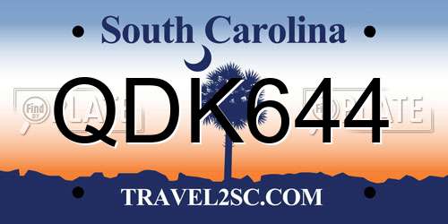 QDK644 South Carolina License Plate