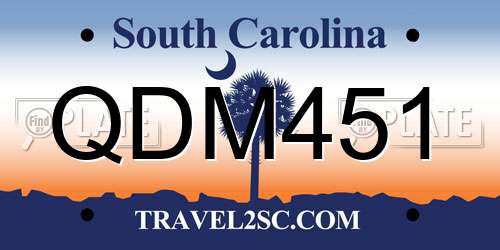 QDM451 South Carolina License Plate