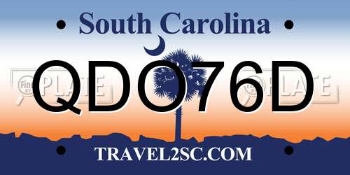QDO76D South Carolina License Plate