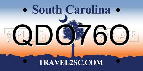 QDO76O South Carolina License Plate