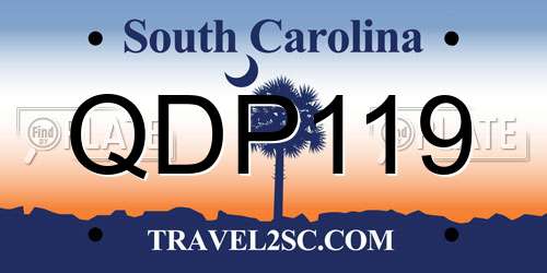 QDP119 South Carolina License Plate