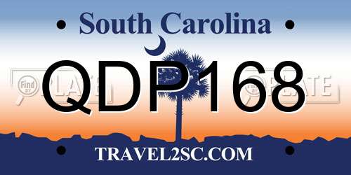 QDP168 South Carolina License Plate