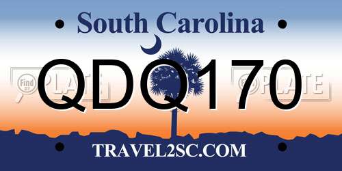 QDQ170 South Carolina License Plate