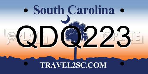 QDQ223 South Carolina License Plate