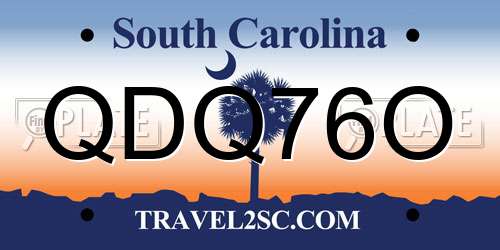 QDQ76O South Carolina License Plate