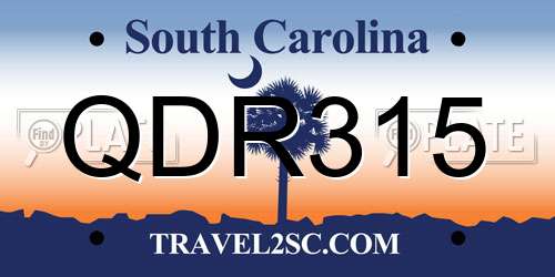 QDR315 South Carolina License Plate