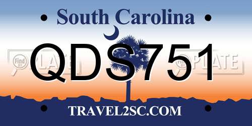 QDS751 South Carolina License Plate