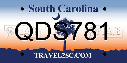 QDS781 South Carolina License Plate