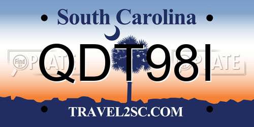 QDT98I South Carolina License Plate