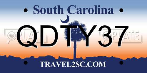 QDTY37 South Carolina License Plate