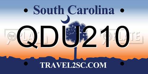 QDU210 South Carolina License Plate