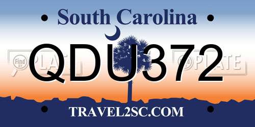 QDU372 South Carolina License Plate