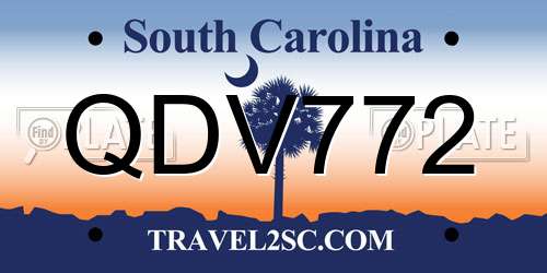 QDV772 South Carolina License Plate