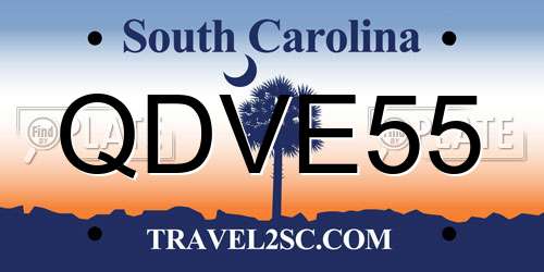 QDVE55 South Carolina License Plate