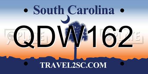 QDW162 South Carolina License Plate
