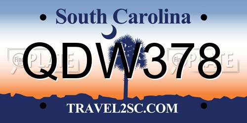 QDW378 South Carolina License Plate