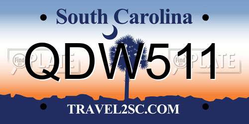 QDW511 South Carolina License Plate