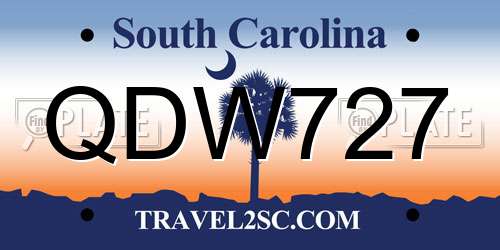 QDW727 South Carolina License Plate