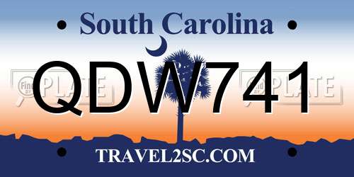 QDW741 South Carolina License Plate